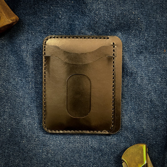 Vertical Minimalist Card Sleeve Wallet - Black